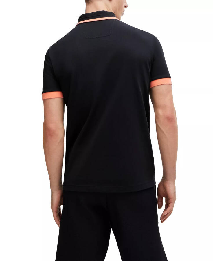 Men's Contrast Stripes Polo Shirt Black - 2