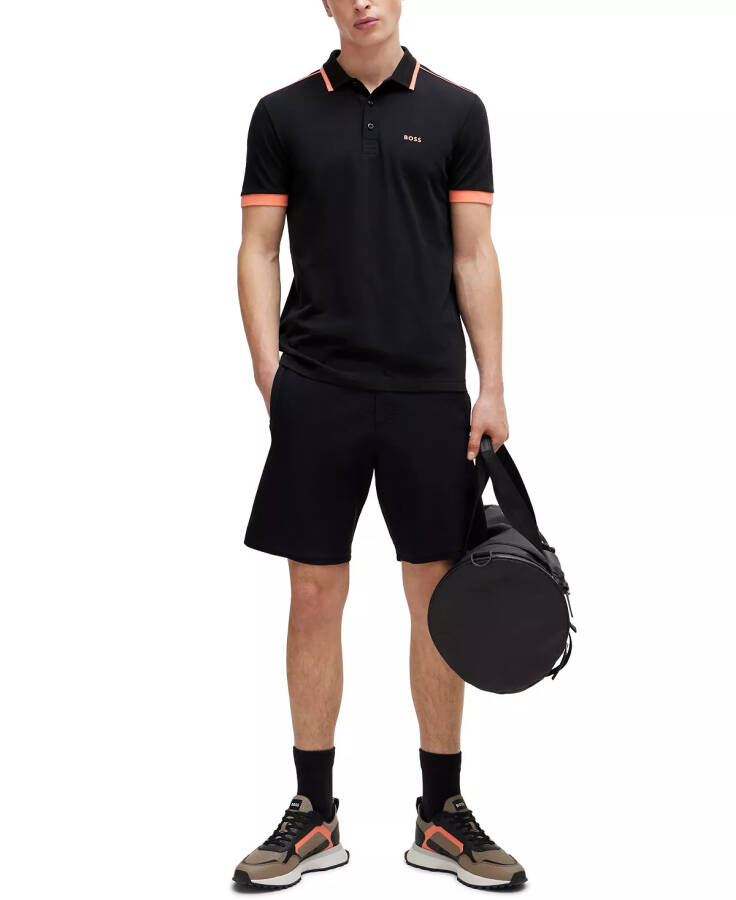 Men's Contrast Stripes Polo Shirt Black - 3