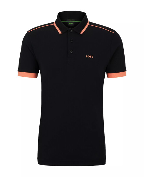 Men's Contrast Stripes Polo Shirt Black - 4