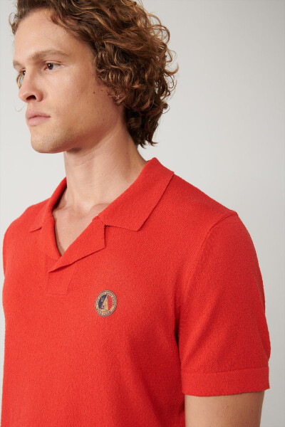 Men's Coral Knit T-shirt Apaj Collar Textured Regular Fit A41y5066 - 8