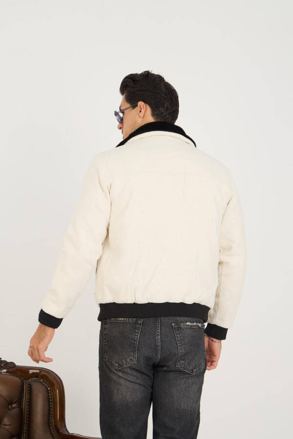 Men's corduroy collar, fur-lined, cotton bomber jacket. - 5