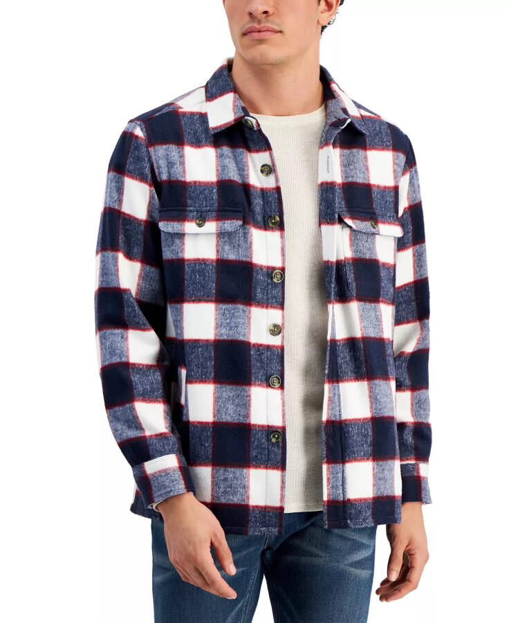 Men's Cory Plaid Shacket, Created for Macy's Navy Blue - 1