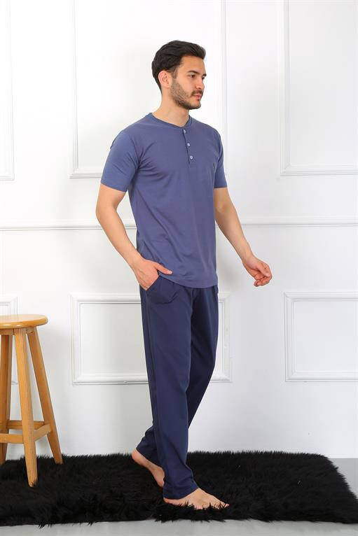 Men's Cotton 3-Piece Pajama Set Indigo 6824 - 3