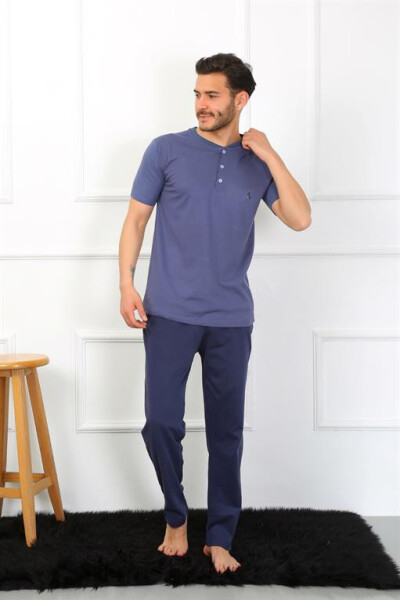 Men's Cotton 3-Piece Pajama Set Indigo 6824 - 4