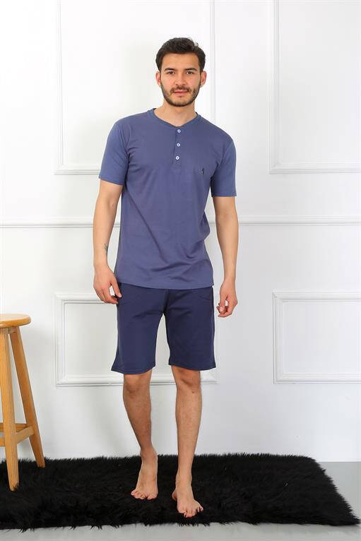 Men's Cotton 3-Piece Pajama Set Indigo 6824 - 6