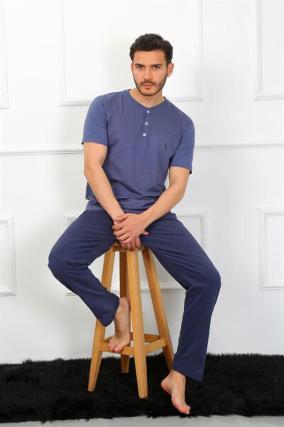 Men's Cotton 3-Piece Pajama Set Indigo 6824 - 7