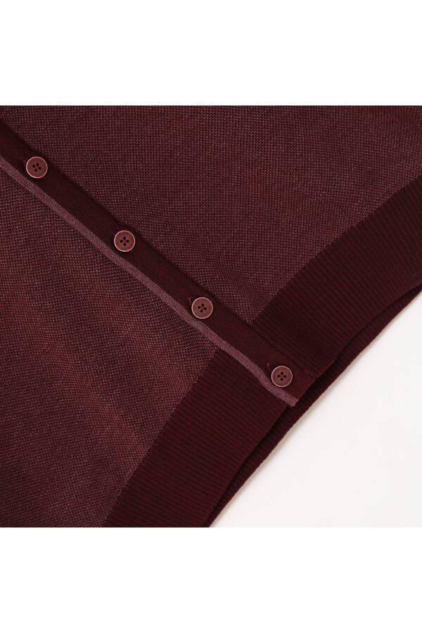 Men's Cotton Button-Up Burgundy Knit Cardigan 180567 - 2