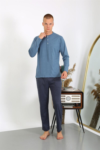 Men's cotton long sleeve pajama set - 7