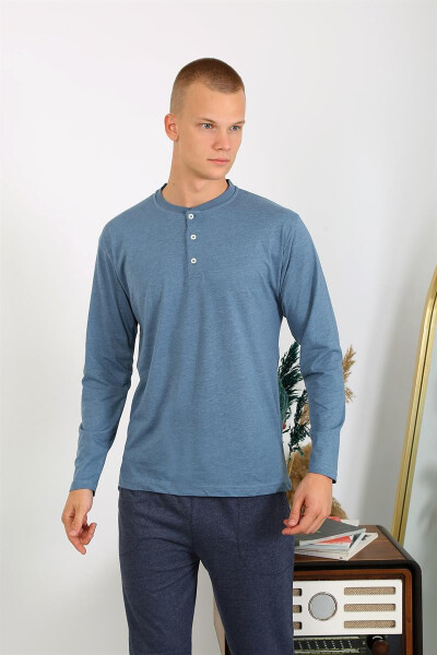 Men's cotton long sleeve pajama set - 9