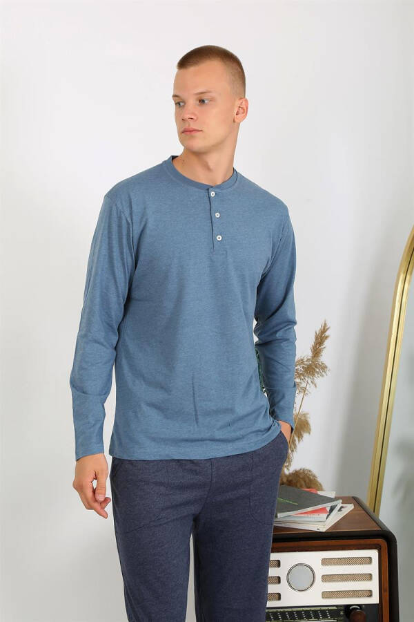 Men's cotton long sleeve pajama set - 10