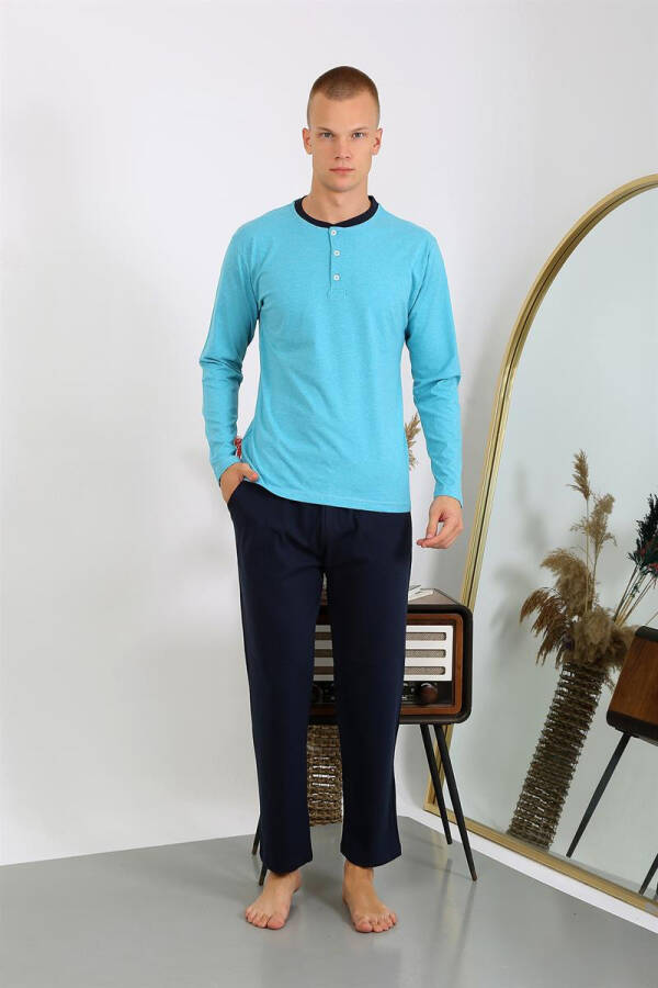 Men's Cotton Long Sleeve Pajama Set - 7