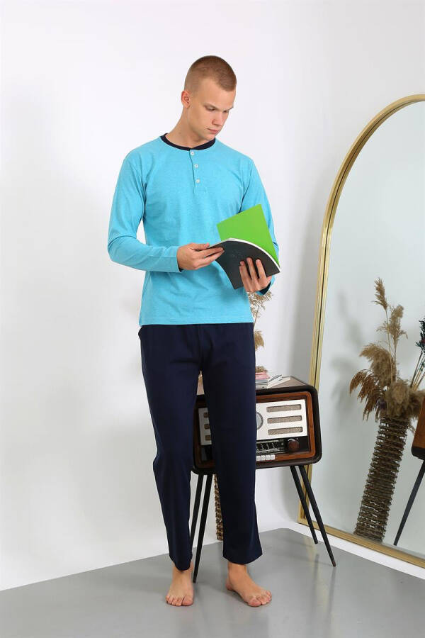 Men's Cotton Long Sleeve Pajama Set - 10