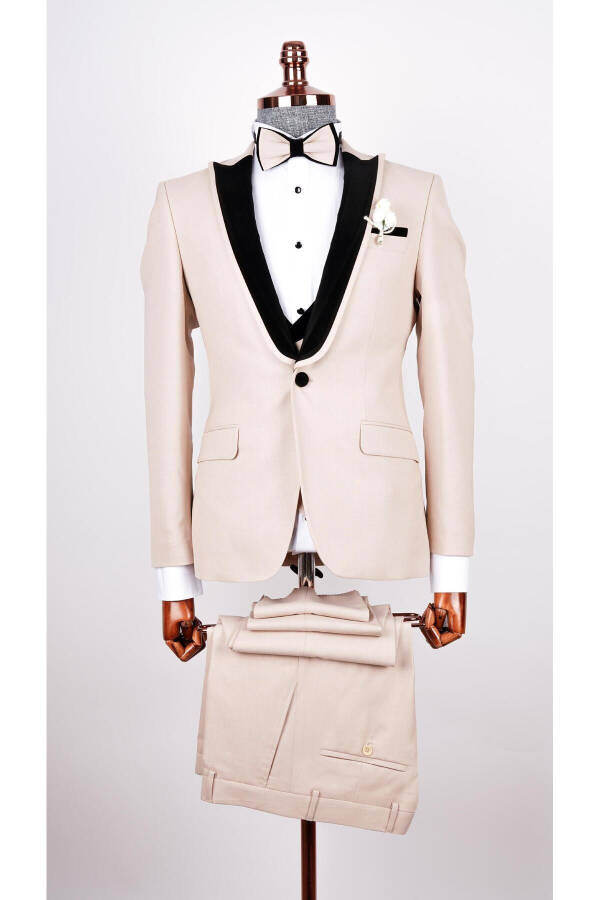 Men's Cream Shawl Collar Wedding Suit Tuxedo - 6