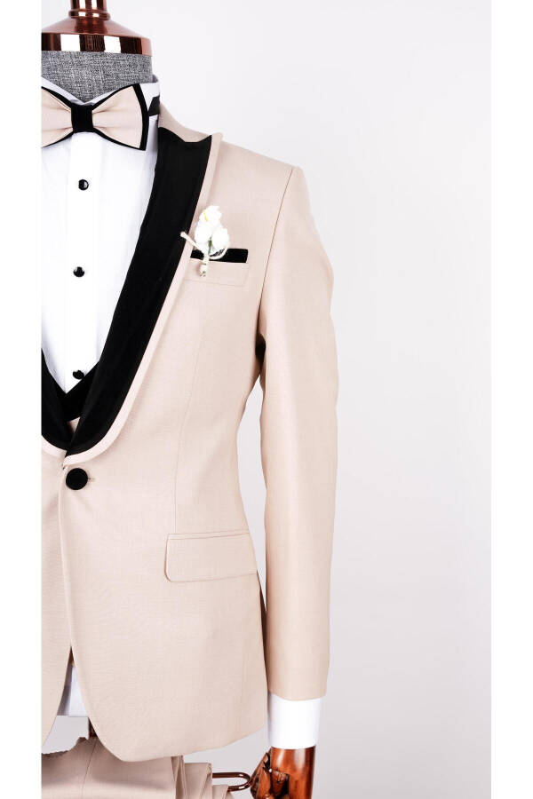 Men's Cream Shawl Collar Wedding Suit Tuxedo - 8