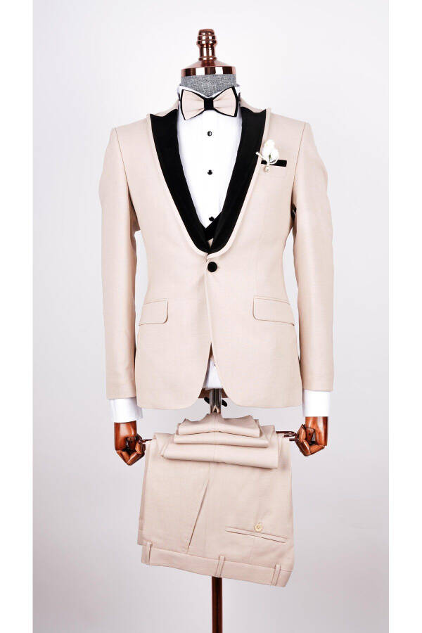 Men's Cream Shawl Collar Wedding Suit Tuxedo - 1