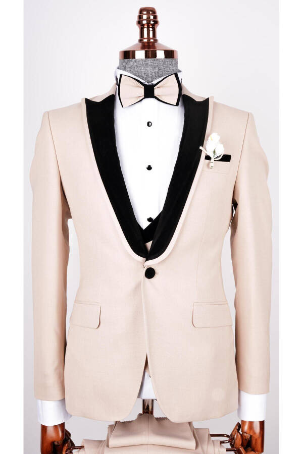 Men's Cream Shawl Collar Wedding Suit Tuxedo - 2