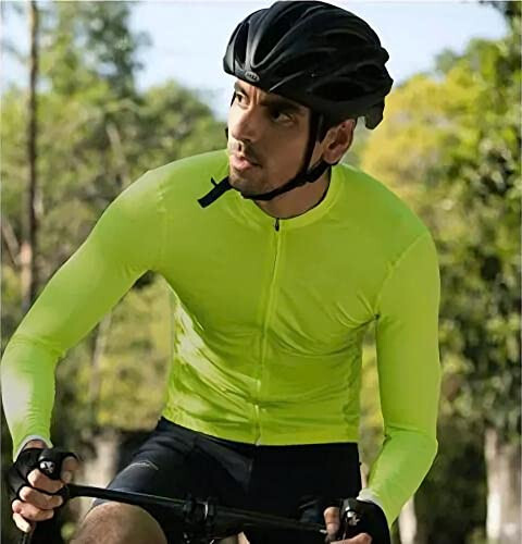 Men's Cycling Jerseys Long Sleeve Bike Biking Shirts Full Zip with Pockets Road Bicycle Clothing - 5