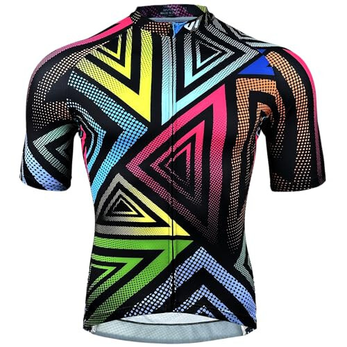 Men's Cycling Jerseys Short Sleeve Bike Biking Shirts Full Zip with Pockets Road Bicycle Clothing Black S - 1