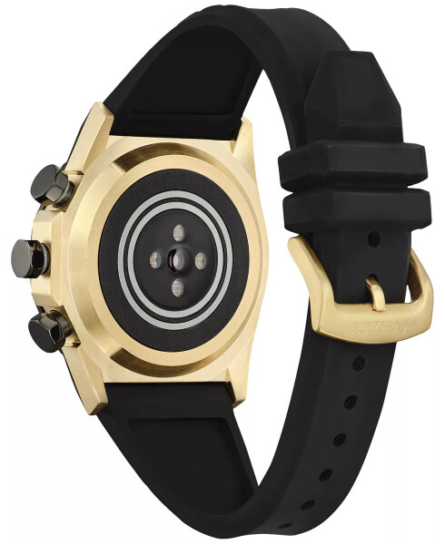 Men's CZ Smart Hybrid Black Silicone Strap Smart Watch 44mm Gold-tone - 3