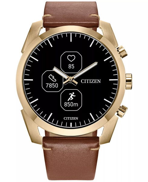 Men's CZ Smart Hybrid Sport Brown Leather Strap Smart Watch 43mm Brown - 1