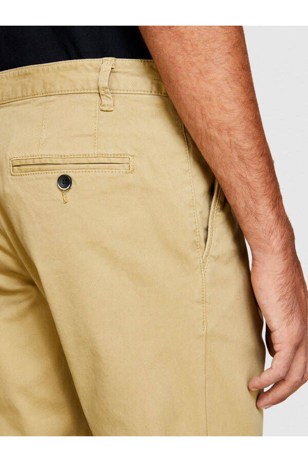 Men's Dark Beige Slim Fit Vintage Effect Chino Pants - 6