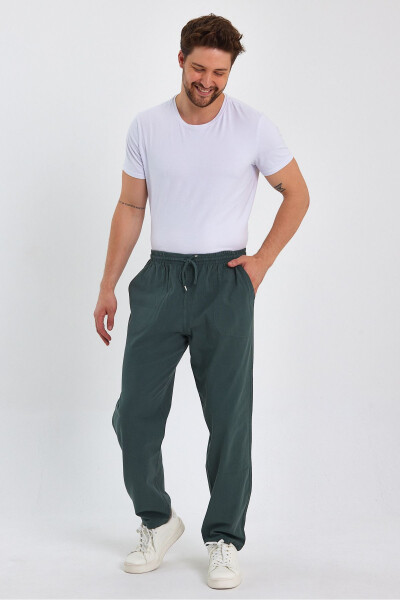 Men's Dark Green Basic Relaxed Fit Jogger Pants - 4