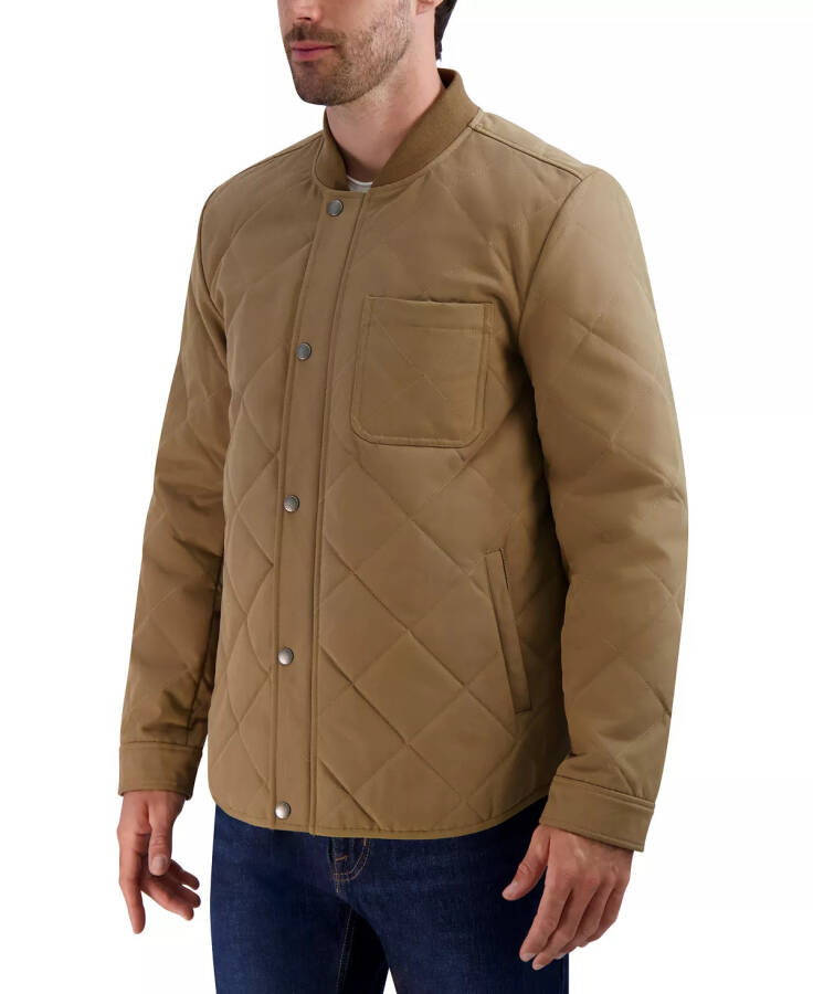 Men's Diamond Quilted Rain Jacket Tan - 1