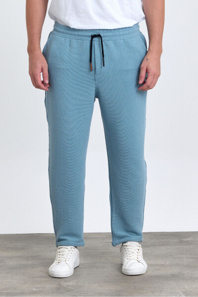 Men's Double Cuff Cotton Jogger Pants with Elastic and Drawstring Waist BLUE - 1