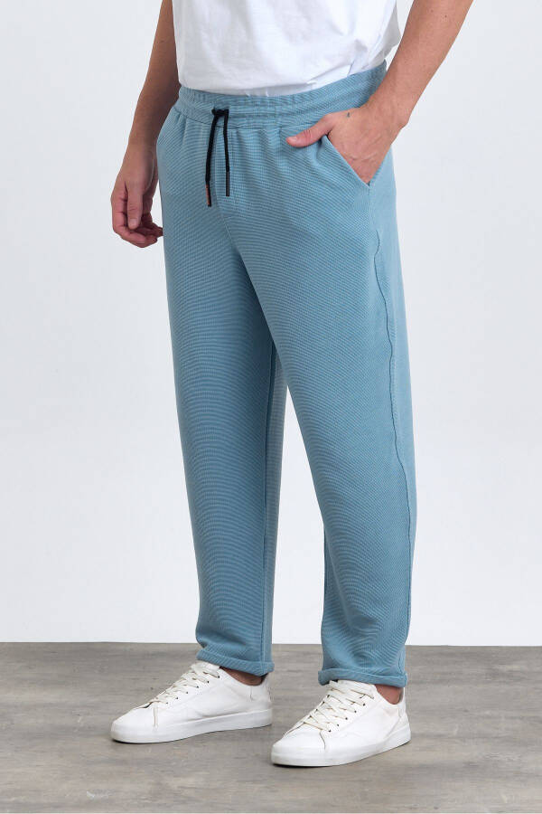 Men's Double Cuff Cotton Jogger Pants with Elastic and Drawstring Waist BLUE - 2