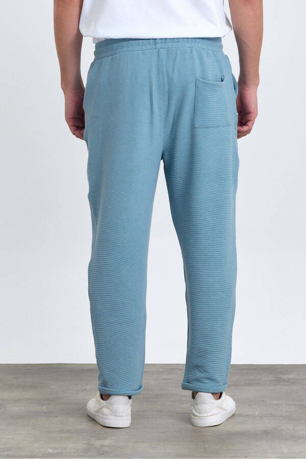 Men's Double Cuff Cotton Jogger Pants with Elastic and Drawstring Waist BLUE - 7