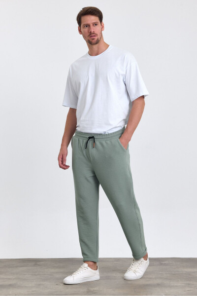 Men's Double Cuff Cotton Jogger Pants with Elastic and Drawstring Waistband ÇAĞLA - 8