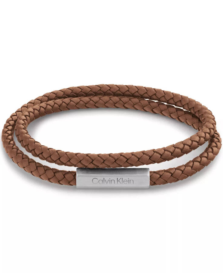 Men's Double Wrapped Leather Bracelet Brown - 1