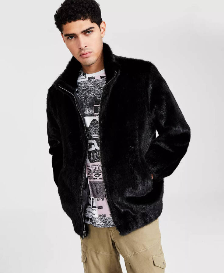 Men's Draco Faux Fur Zip-Front Jacket Jet Black - 1