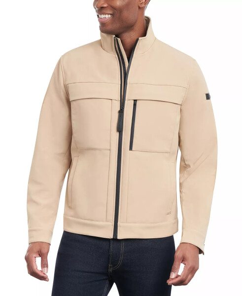 Men's Dressy Full-Zip Soft Shell Jacket Khaki - 1