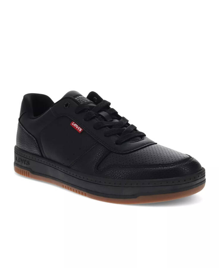 Men's Drive Faux-Leather Low Top Lace-up Sneakers Black, Gum - 1