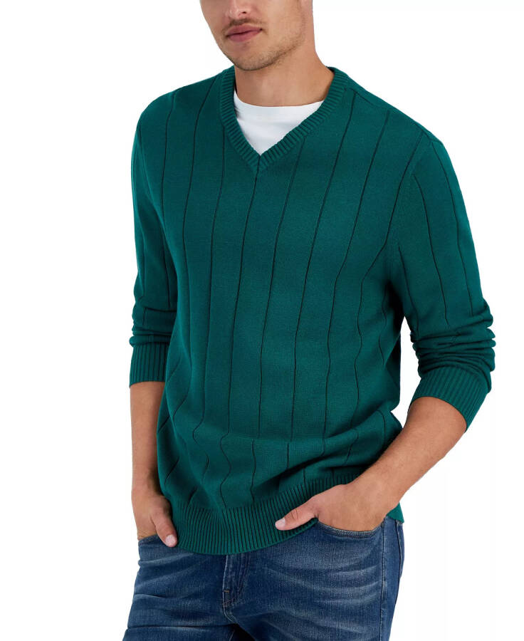 Men's Drop-Needle V-Neck Cotton Sweater, Created for Modazone Spruce Up - 1