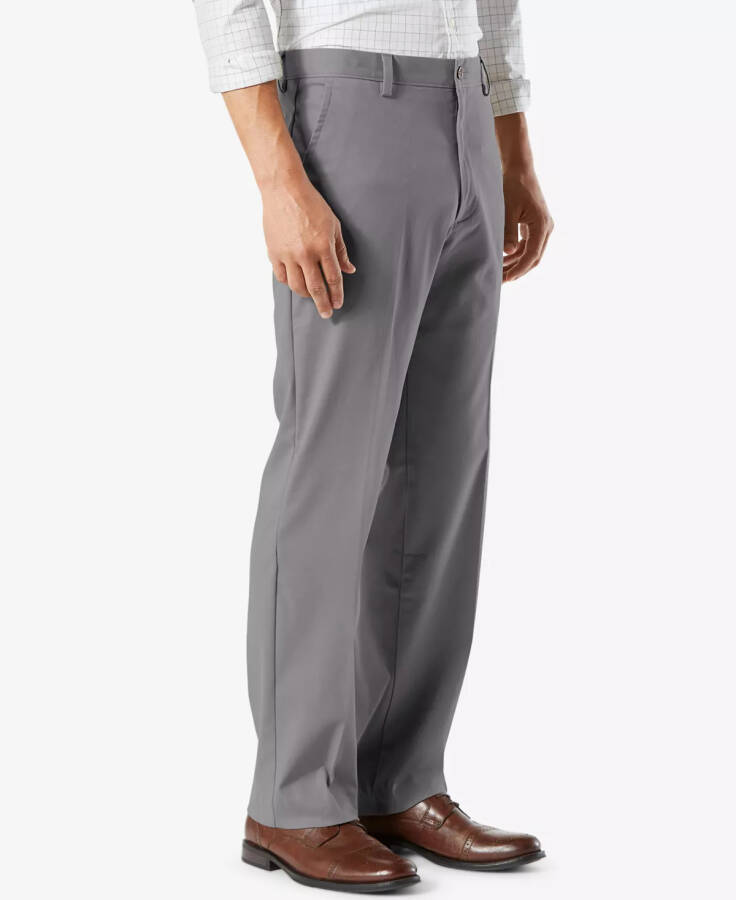 Men's Easy Classic Fit Khaki Stretch Pants Burma Grey - 3