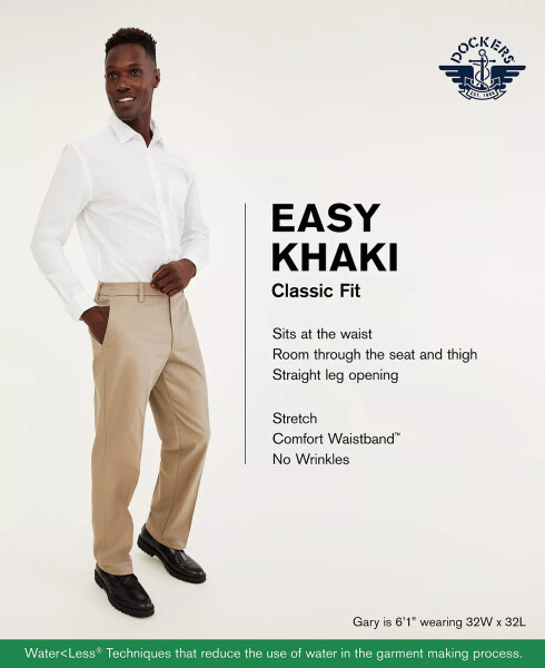 Men's Easy Classic Fit Khaki Stretch Pants Dark Pebble - 8