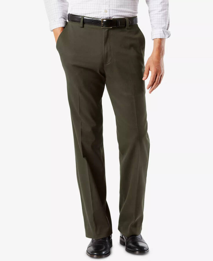 Men's Easy Classic Fit Khaki Stretch Pants Olive Grove - 5