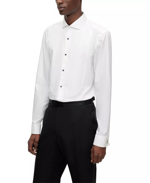 Men's Easy-Iron Stretch-Cotton Poplin Slim-Fit Dress Shirt White - 1