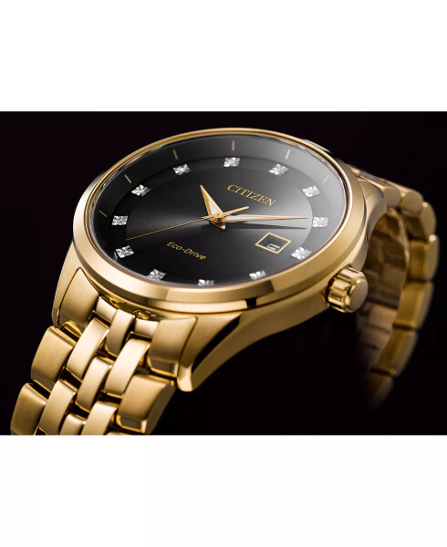 Men's Eco-Drive Corso Diamond-Accent Gold-Tone Stainless Steel Bracelet Watch 41mm Gold - 4