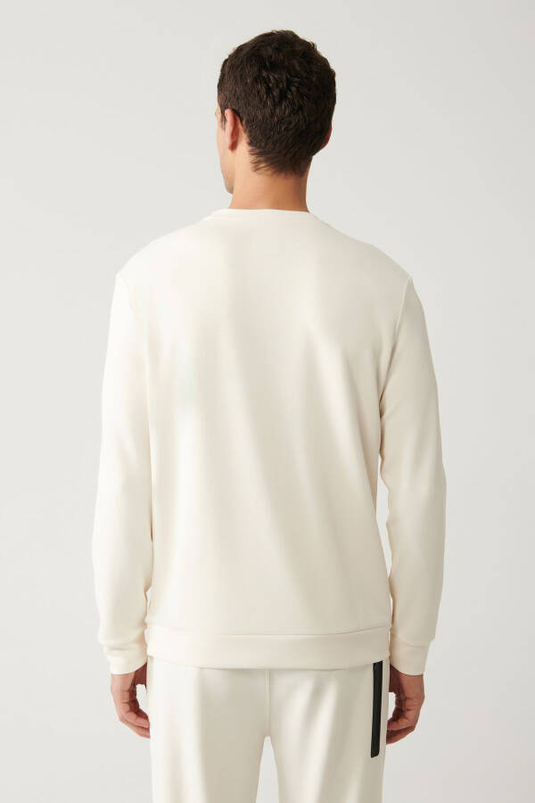 Men's Ecru Crew Neck Sweatshirt - 4