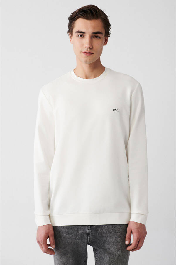 Men's Ecru Interlock Sweatshirt - 6