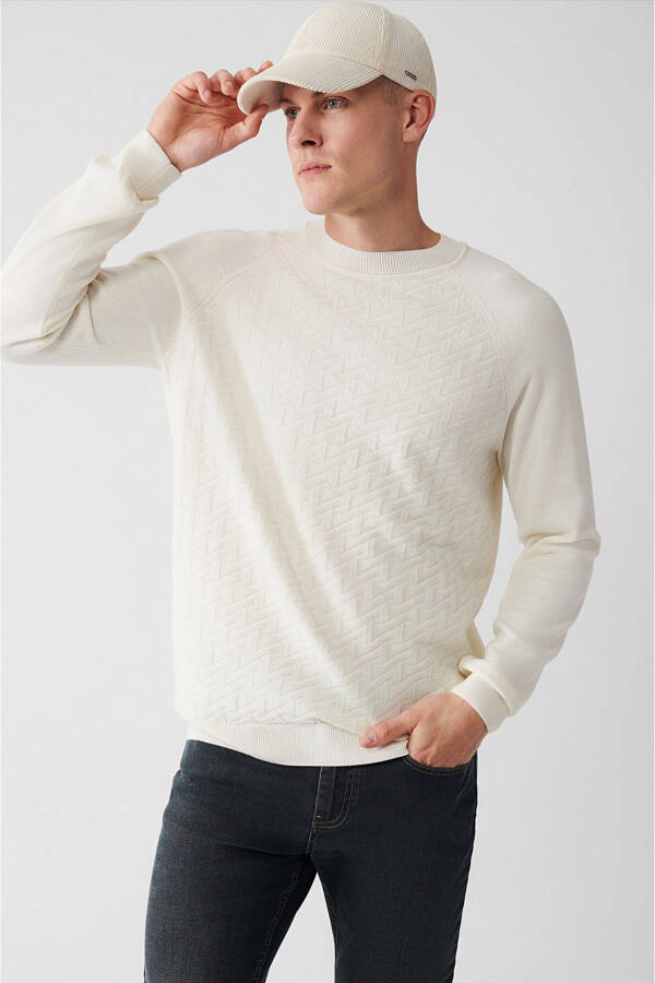 Men's Ecru Knit Sweater - 1