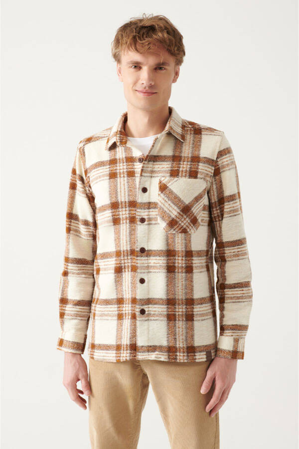 Men's Ecru Oversize Lumberjack Pocket Shirt A22y2039 - 6