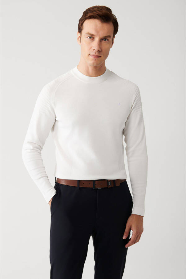 Men's Ecru Rayon Knit Sweater - 1