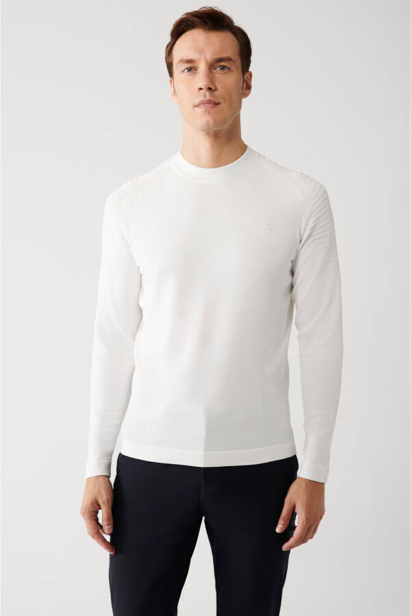 Men's Ecru Rayon Knit Sweater - 4