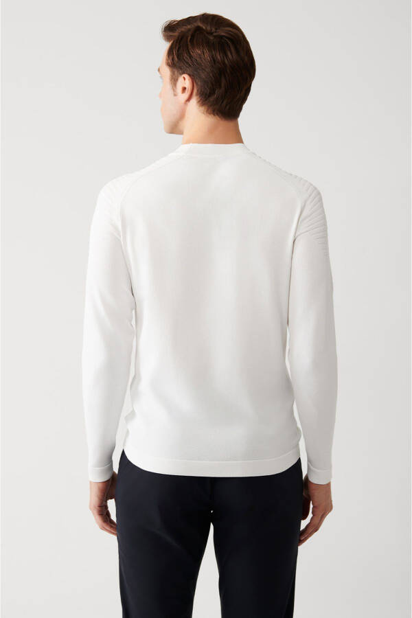 Men's Ecru Rayon Knit Sweater - 5