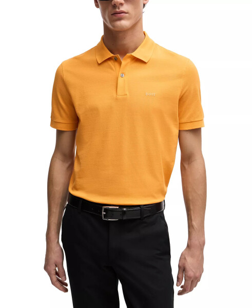 Men's Embroidered Logo Polo Shirt Medium Orange - 5