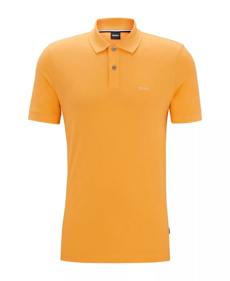 Men's Embroidered Logo Polo Shirt Medium Orange - 8